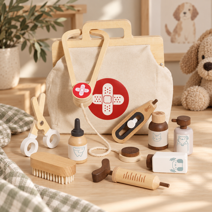 Wooden Animal Vet Set - 10pcs